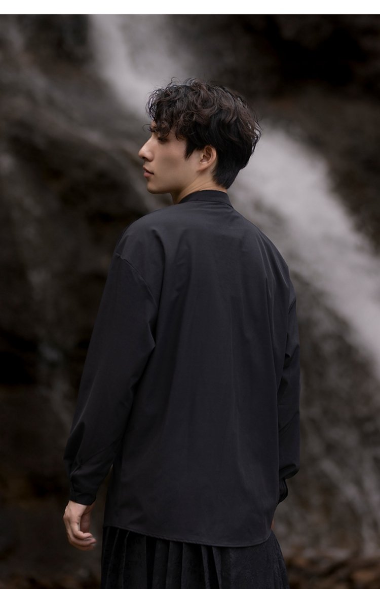 Chinese Style Linen Shirts For Men Long Sleeved Shirt