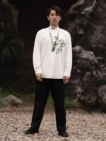 Chinese Style Linen Shirts For Men Long Sleeved Shirt - Image 3