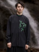 Chinese Style Linen Shirts For Men Long Sleeved Shirt - Image 4