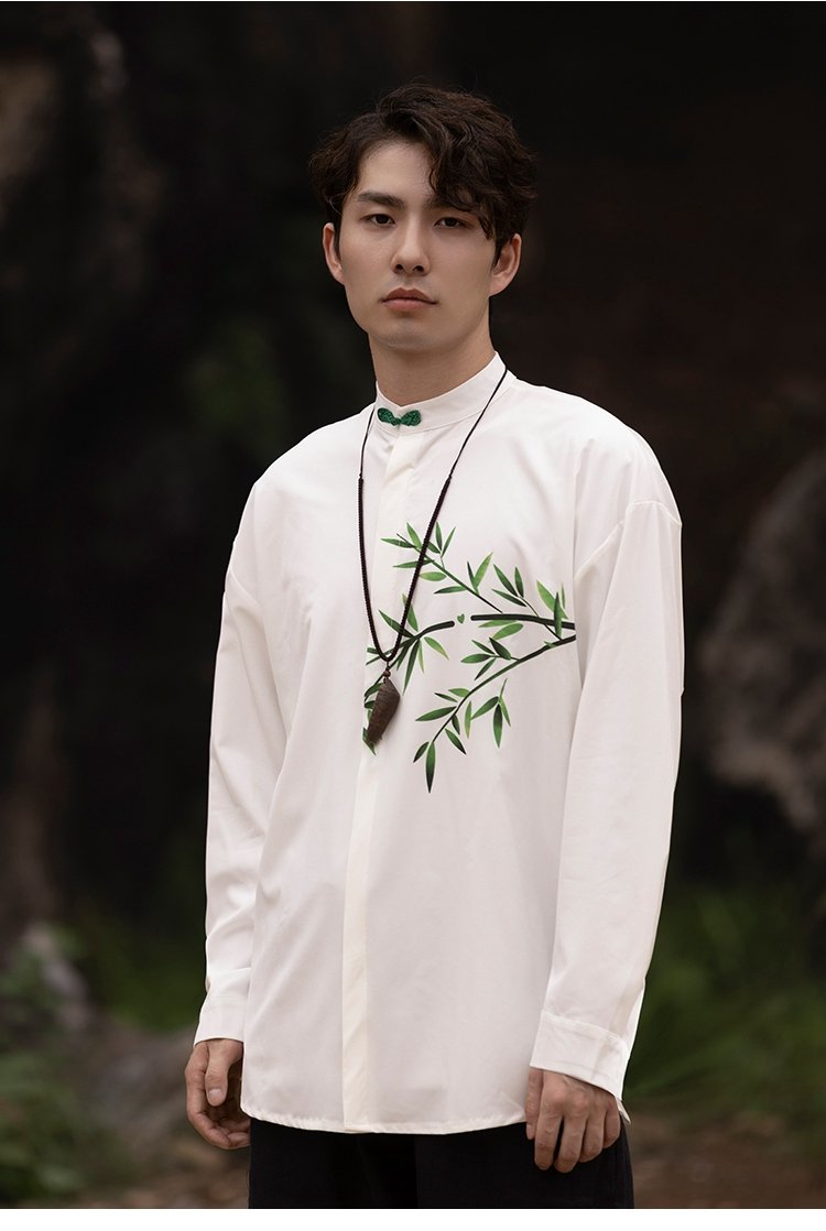 Chinese Style Linen Shirts For Men Long Sleeved Shirt