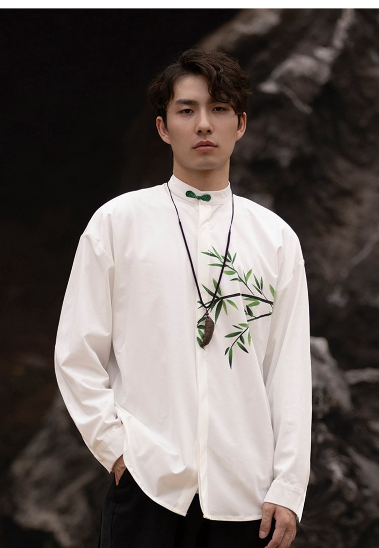 Chinese Style Linen Shirts For Men Long Sleeved Shirt