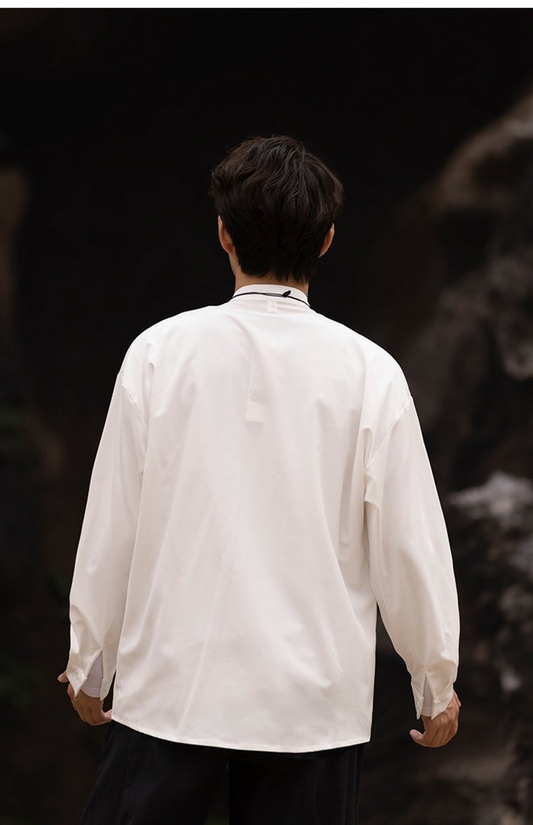 Chinese Style Linen Shirts For Men Long Sleeved Shirt