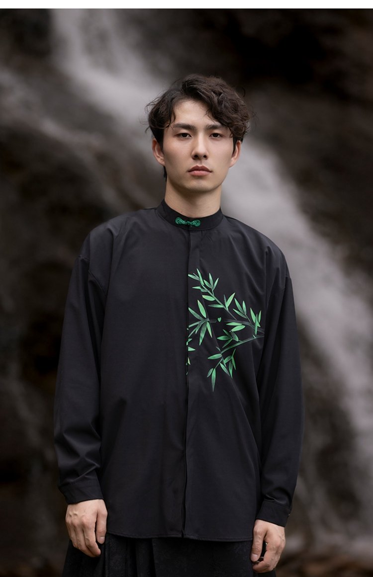 Chinese Style Linen Shirts For Men Long Sleeved Shirt