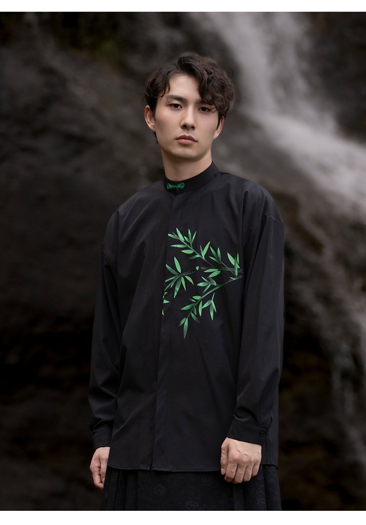 Chinese Style Linen Shirts For Men Long Sleeved Shirt