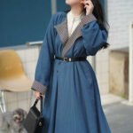Chinese Style Long Coat Women Round Neck Robe