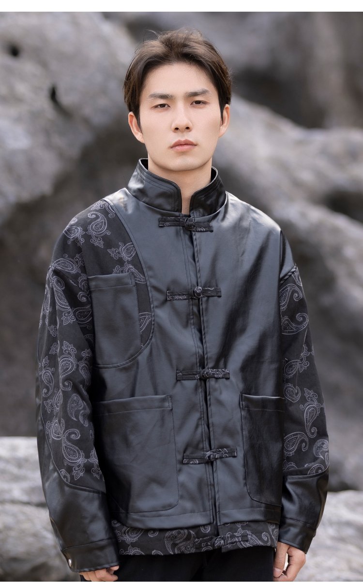 Chinese Style Male Coat Leather Jacket