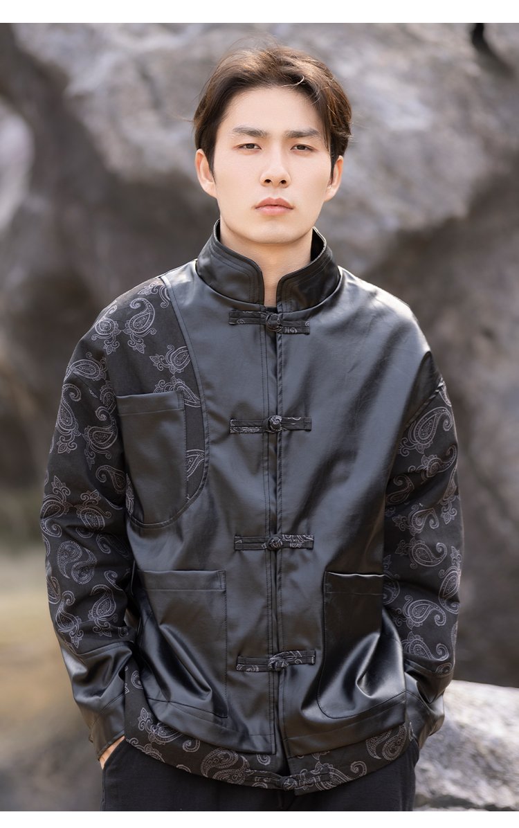 Chinese Style Male Coat Leather Jacket