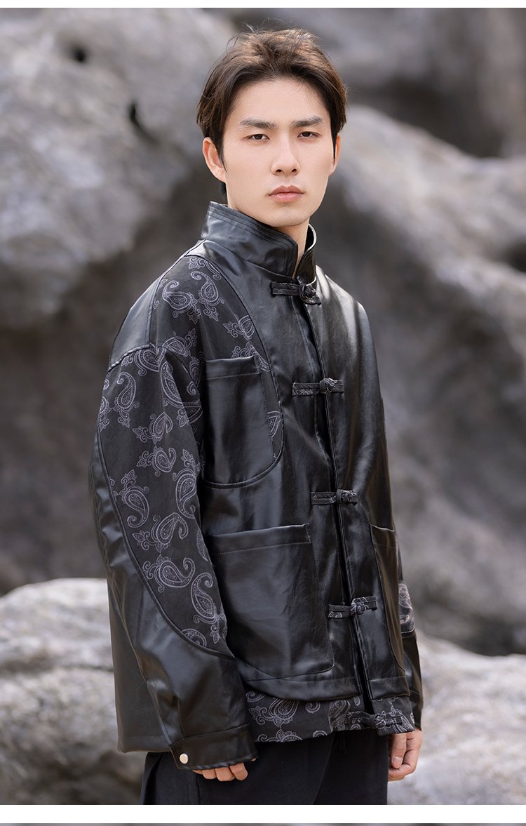 Chinese Style Male Coat Leather Jacket