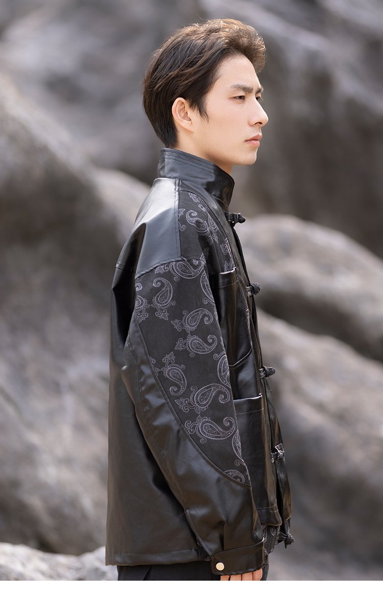 Chinese Style Male Coat Leather Jacket