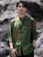 Chinese Style Men Shirts Short Sleeved Tang Suit Top
