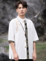 Chinese Style Shirt Men Embroidery Tang Suit Top - Image 2