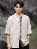 Chinese Style Shirt Men Embroidery Tang Suit Top - Image 3