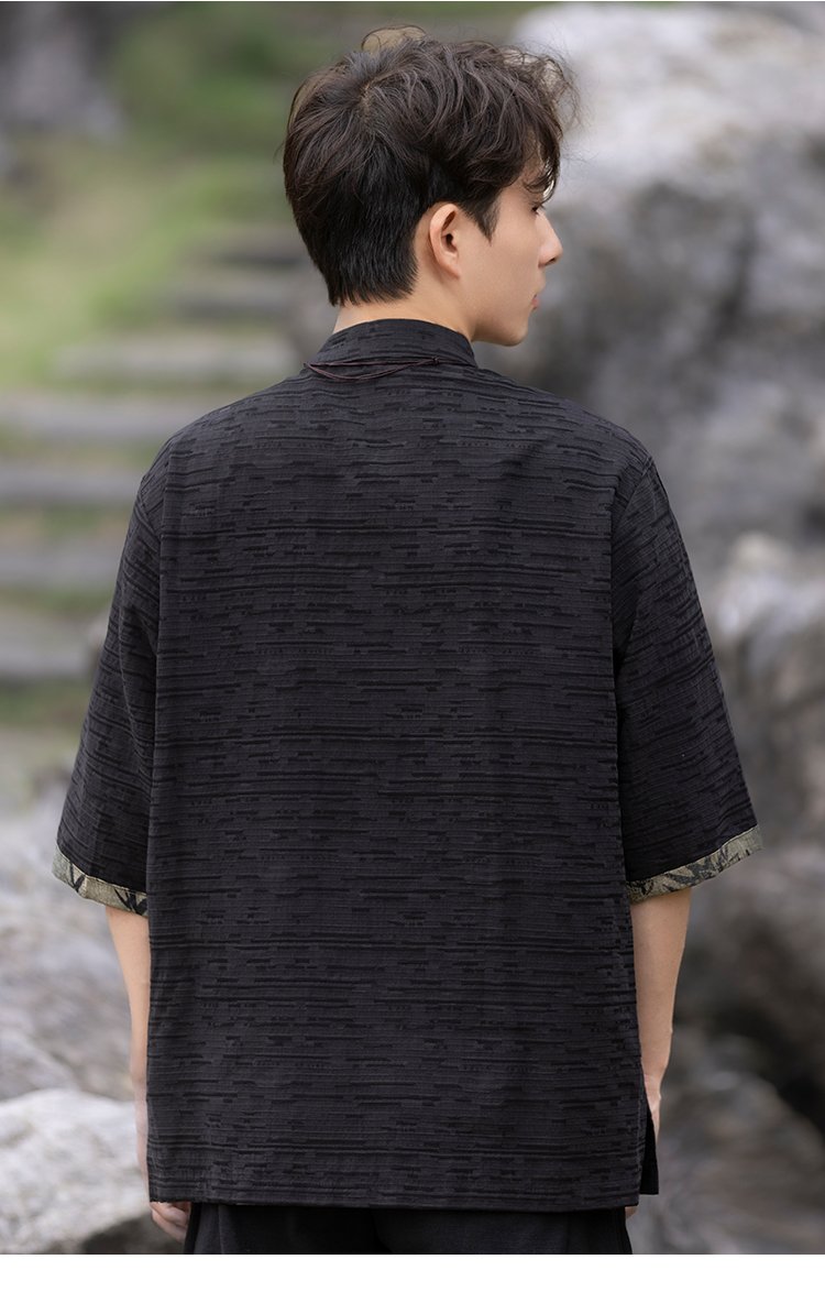 Chinese Style Shirt Men Embroidery Tang Suit Top