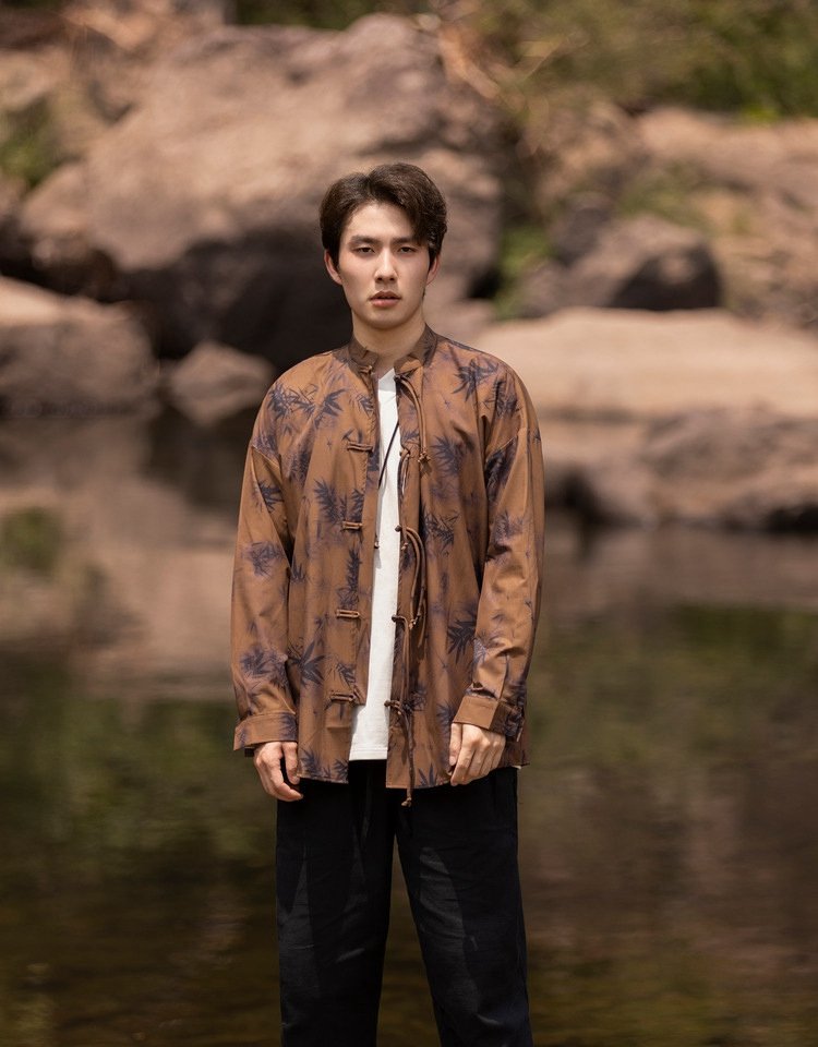 Chinese Style Shirt Retro Men's Long Sleeved Shirt