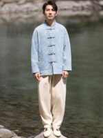 Chinese Style Tang Suit Denim Jacket Men - Image 3