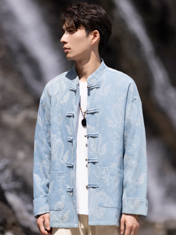 Chinese Style Tang Suit Denim Jacket Men