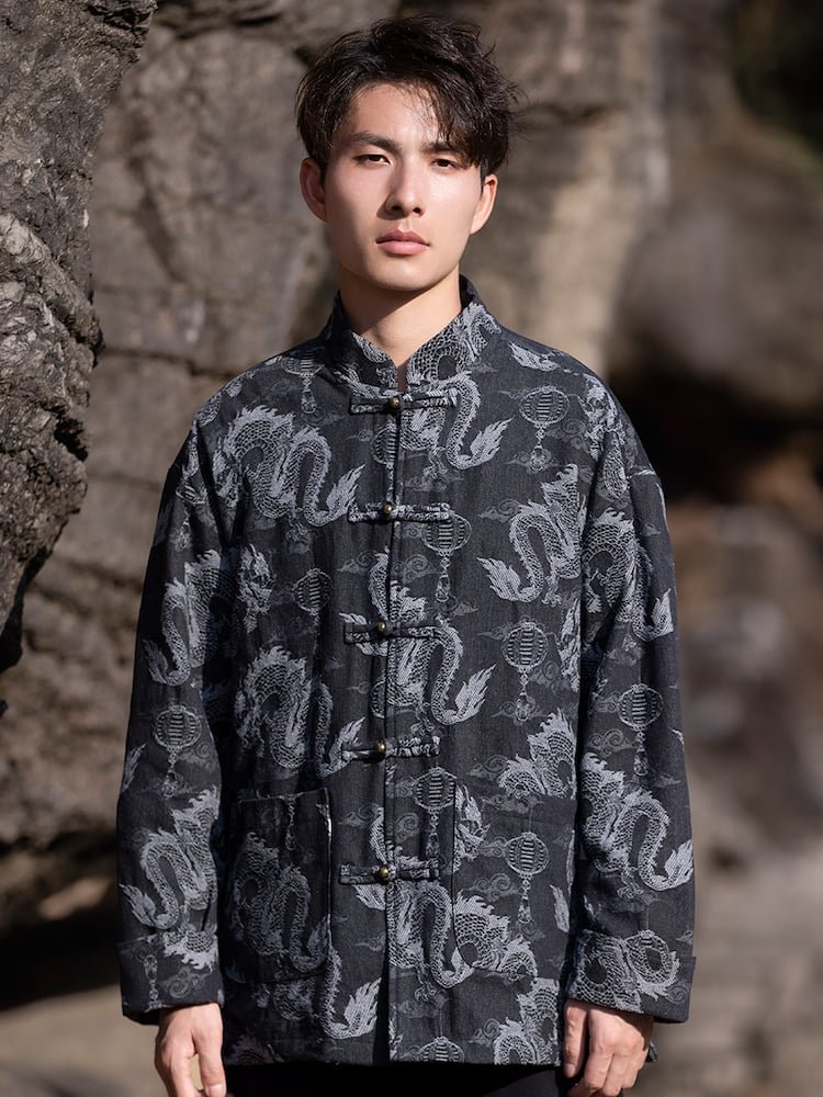 Chinese Style Tang Suit Denim Jacket Men