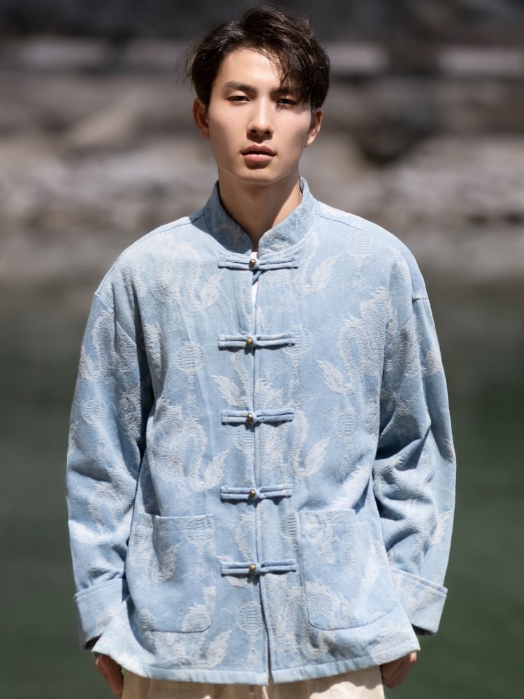 Chinese Style Tang Suit Denim Jacket Men
