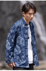 Chinese Style Tang Suit Denim Jacket Men - Image 4