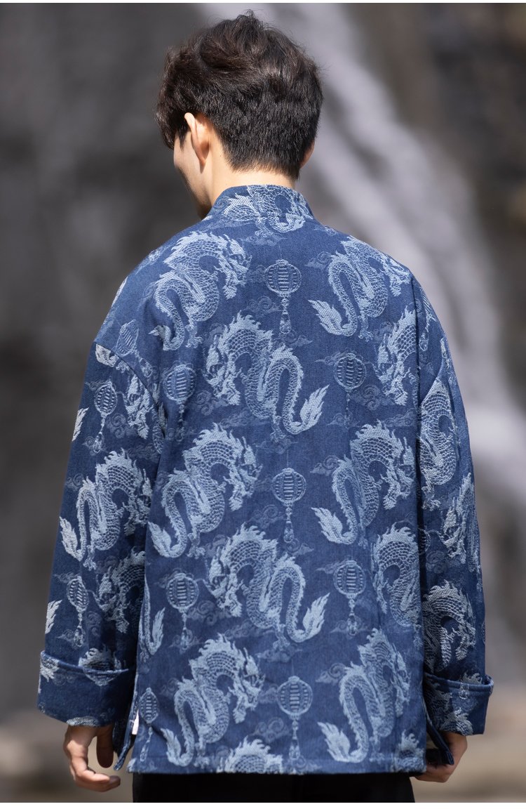 Chinese Style Tang Suit Denim Jacket Men