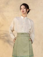 Chinese Style White Shirt Women Jacquard Top