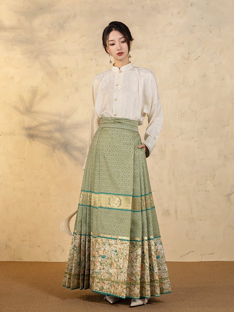 Chinese Style White Shirt Women Jacquard Top