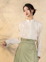 Chinese Style White Shirt Women Jacquard Top - Image 3