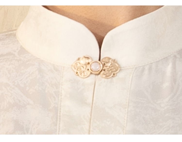 Chinese Style White Shirt Women Jacquard Top