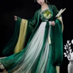 Chinese Tang Dynasty Dark Green Hanfu Dress Female