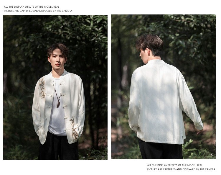 Chinese Tang Style Mens Long Sleeve Shirt