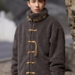 Chinese Tang Style Winter Coat Men Black Cotton Jacket