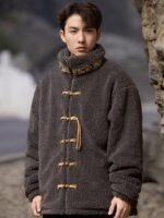 Chinese Tang Style Winter Coat Men Black Cotton Jacket