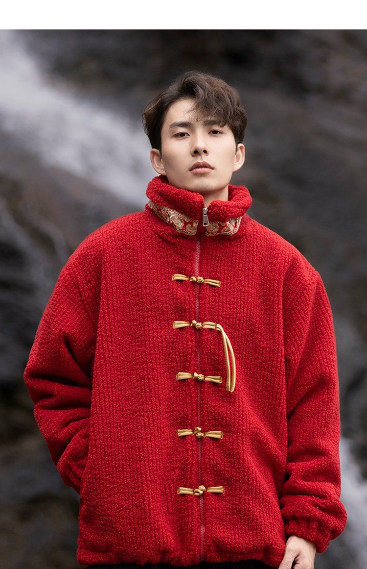 Chinese Tang Style Winter Coat Men Black Cotton Jacket