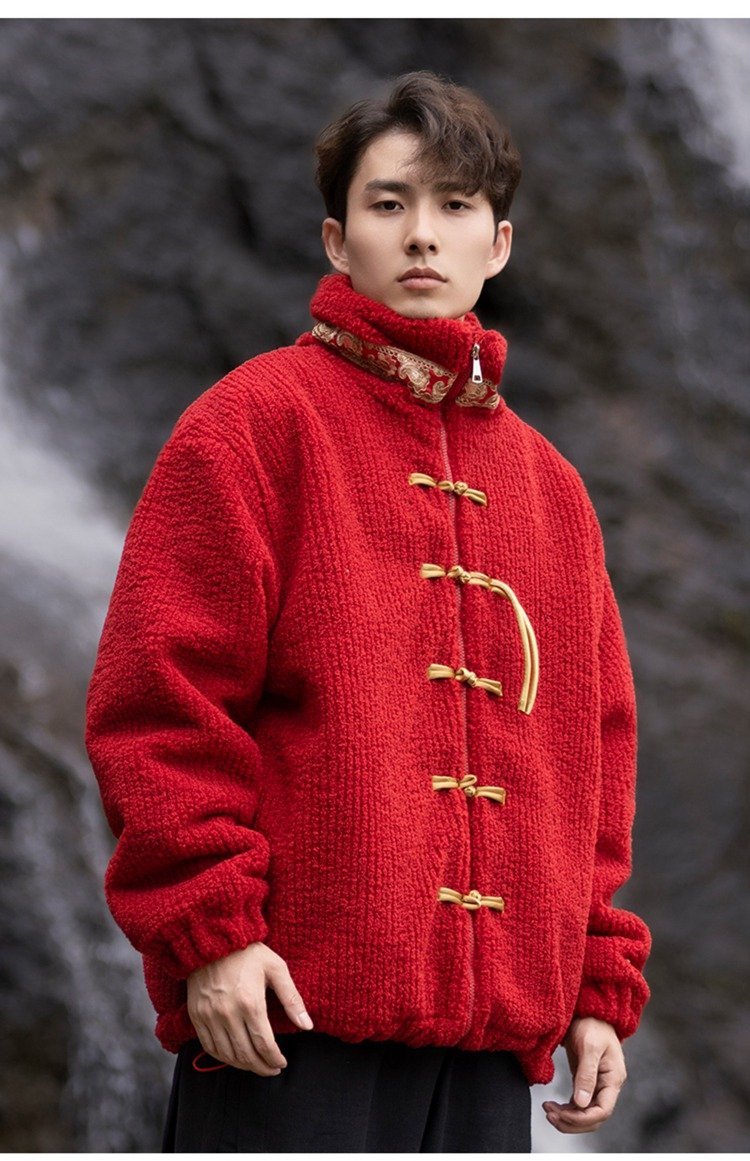 Chinese Tang Style Winter Coat Men Black Cotton Jacket