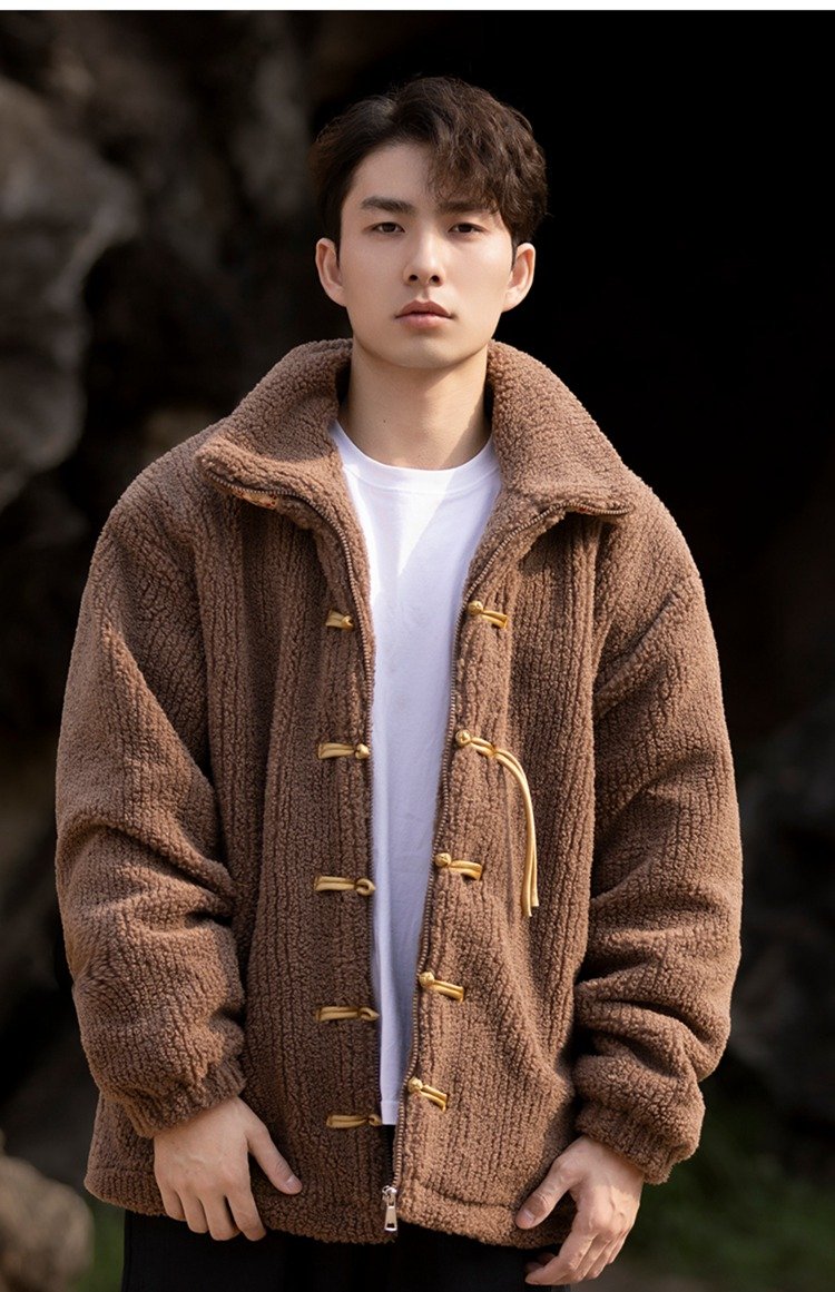 Chinese Tang Style Winter Coat Men Black Cotton Jacket