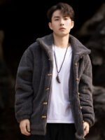 Chinese Tang Style Winter Coat Men Black Cotton Jacket - Image 2
