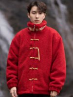 Chinese Tang Style Winter Coat Men Black Cotton Jacket - Image 5