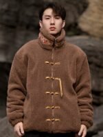 Chinese Tang Style Winter Coat Men Black Cotton Jacket - Image 6