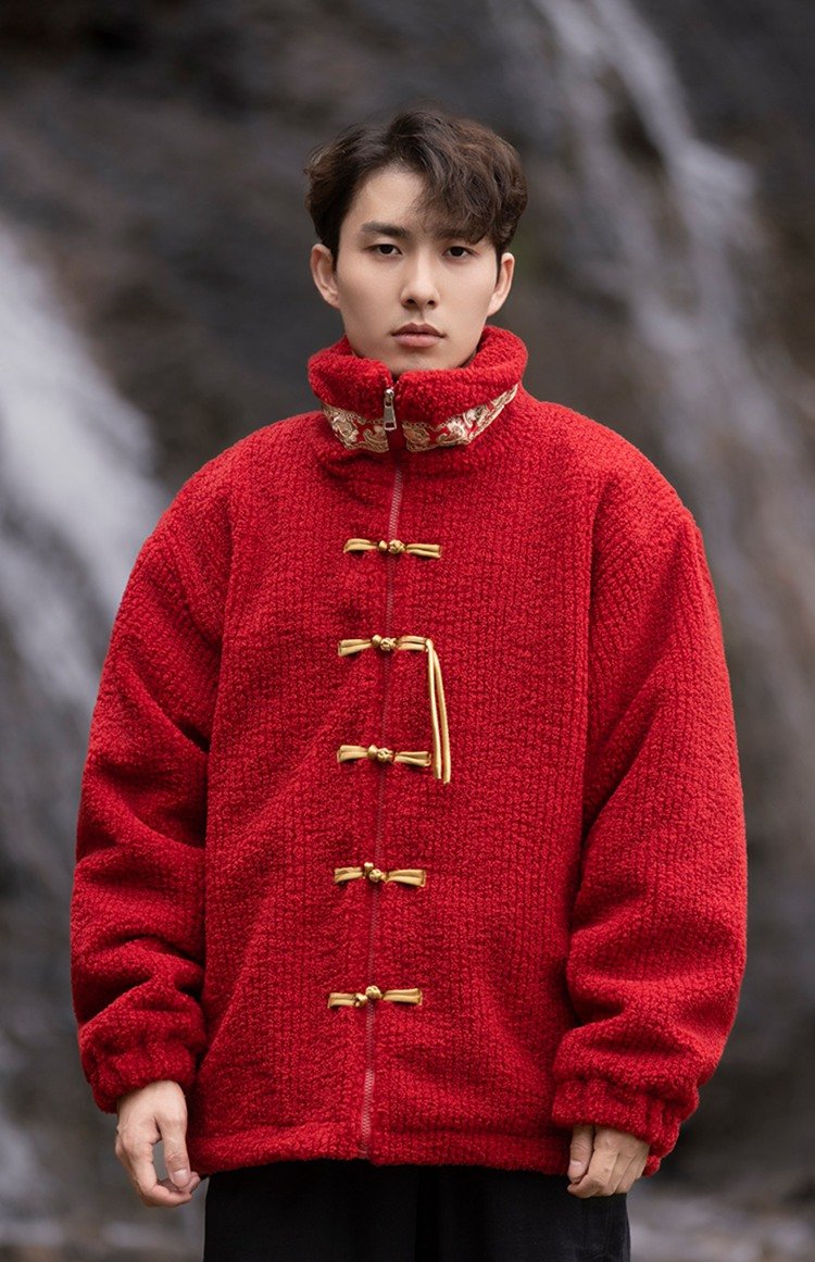 Chinese Tang Style Winter Coat Men Black Cotton Jacket