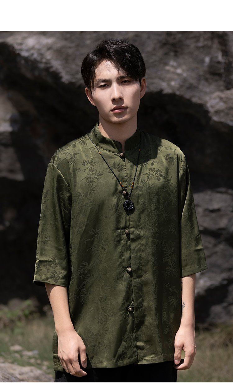Chinese Tang Suit Shirt Men's Casual Summer Top