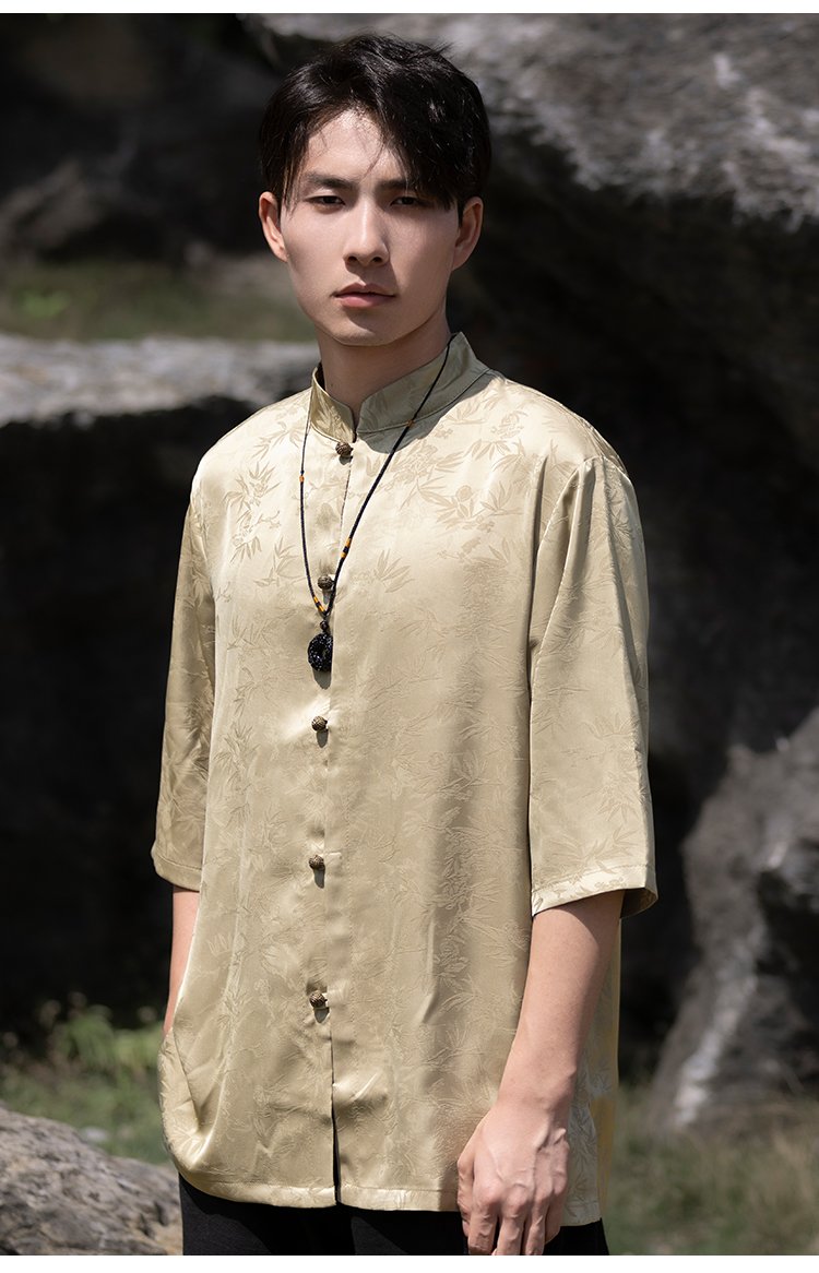 Chinese Tang Suit Shirt Men's Casual Summer Top