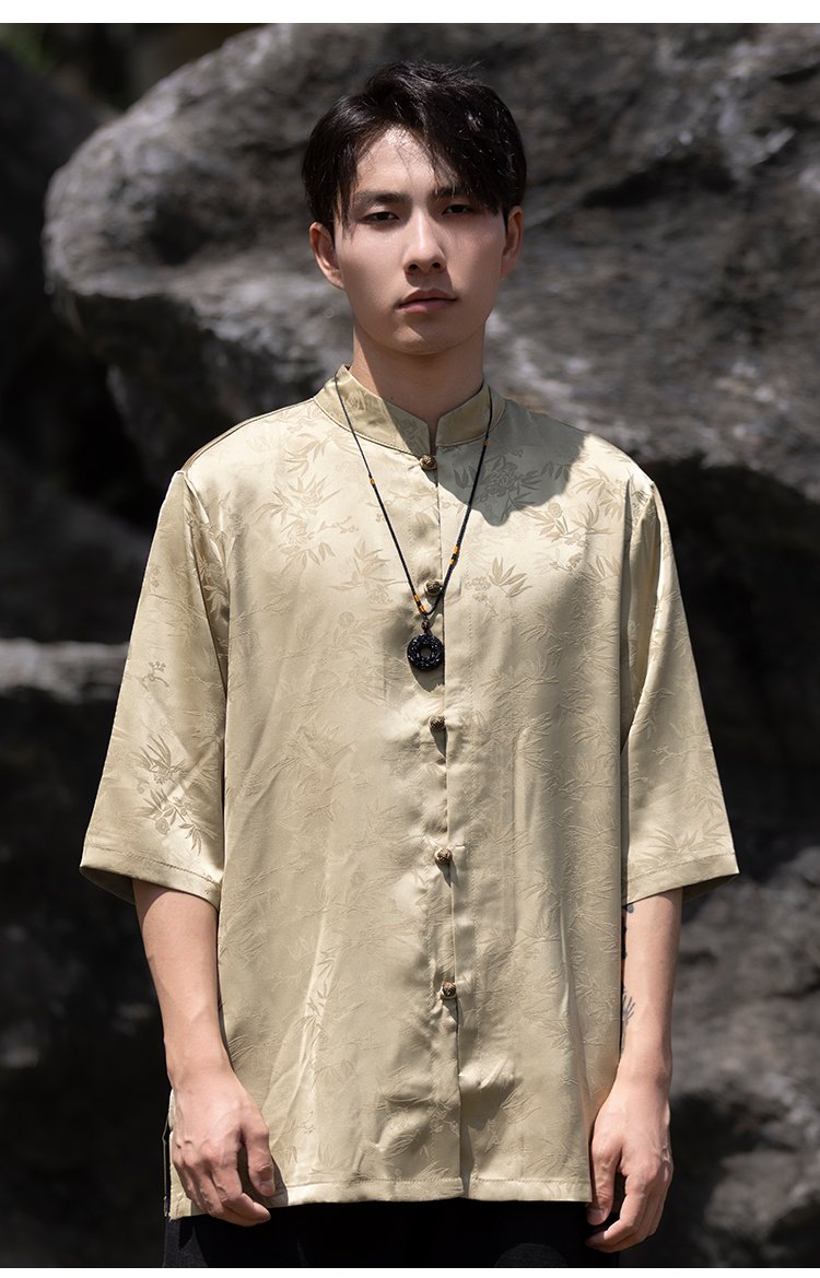 Chinese Tang Suit Shirt Men's Casual Summer Top