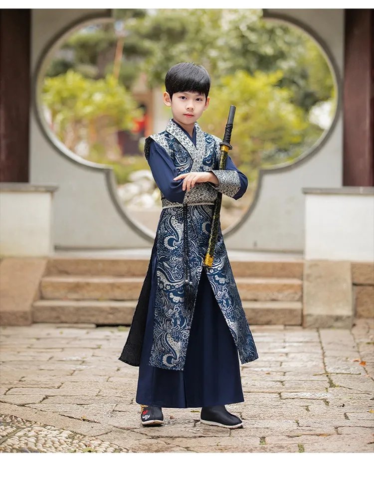 Chinese Traditional Costume Boy Martial Arts Performance Costume