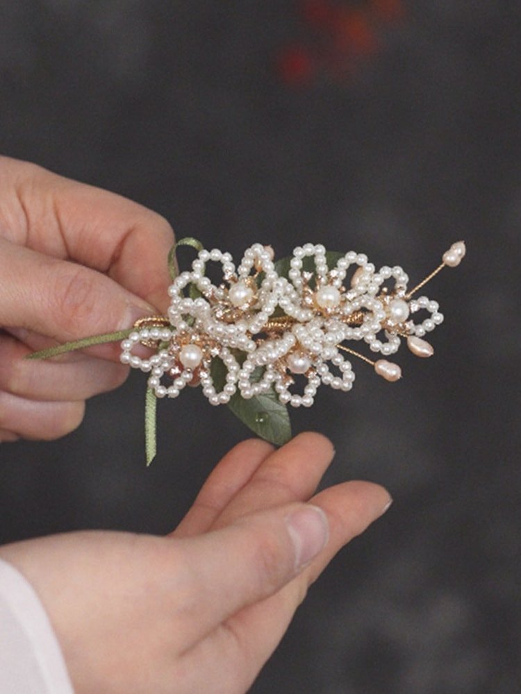 Chinese Traditional Hair Pin Pearl Flower Hair Clip