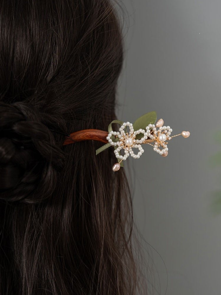 Chinese Traditional Hair Pin Pearl Flower Hair Clip