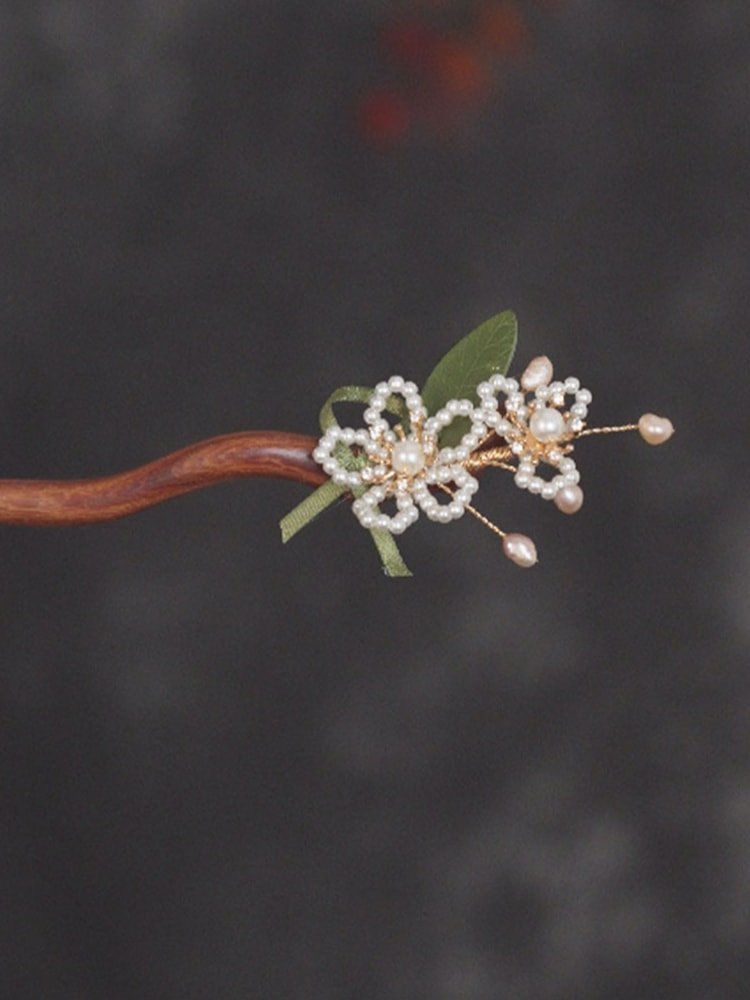 Chinese Traditional Hair Pin Pearl Flower Hair Clip