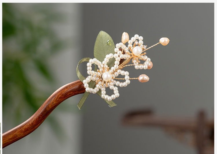 Chinese Traditional Hair Pin Pearl Flower Hair Clip