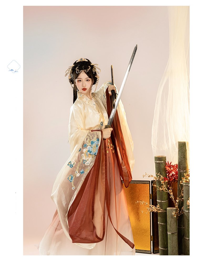 Chinese Traditional Han Clothing Embroidery Hanfu Set