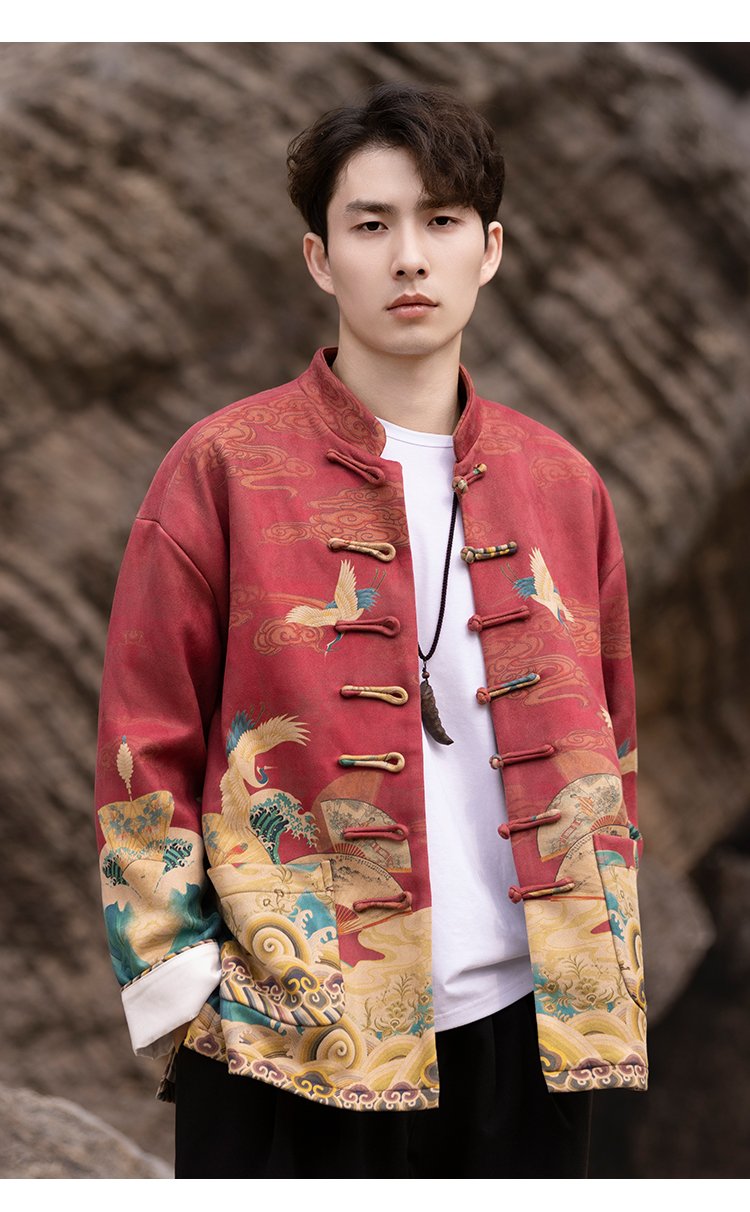 Chinese Traditional Jacket Men's Loose Fitting Coat