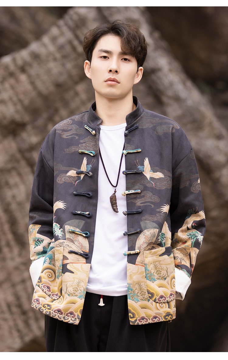 Chinese Traditional Jacket Men's Loose Fitting Coat